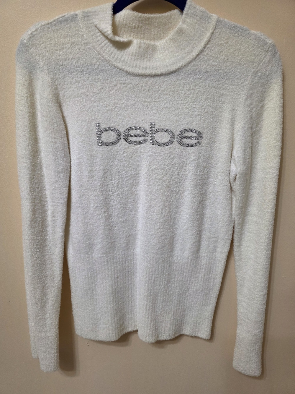 bebe Cream Long-Sleeve Cozy Logo Sweater Size M